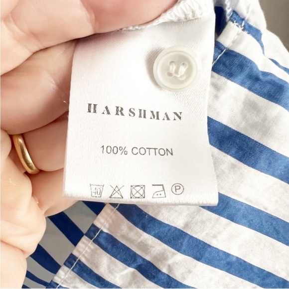 Harshman top RANA POPOVER SHIRT Blouse Top Indigo Blue Stripe Boho Oversized - Picture 5 of 5